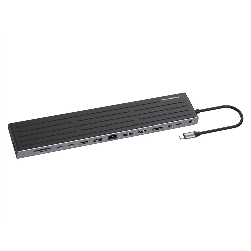 conceptronic donn32b base para portátil y replicador de puertos alámbrico usb 3.2 gen 1 (3.1 gen 1) type-c gris, plata