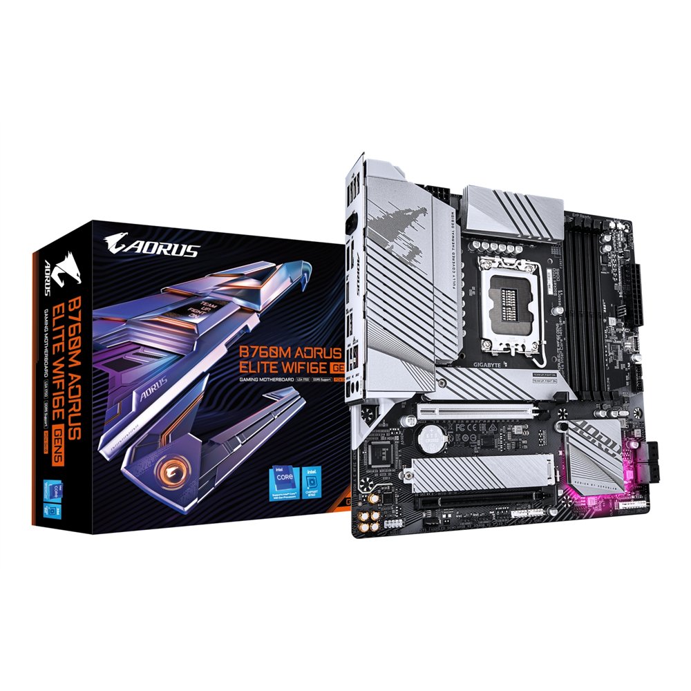 gigabyte b760m aorus elite wifi6e gen5 placa base – compatible con procesadores intel core 14ª generación, vrm digital de 12+1+1
