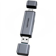 lector de tarjetas externo vention usb-a 3.0/usb-c microsd/tf dual drive