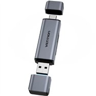 lector de tarjetas externo vention usb-a 3.0/usb-c microsd/tf dual drive
