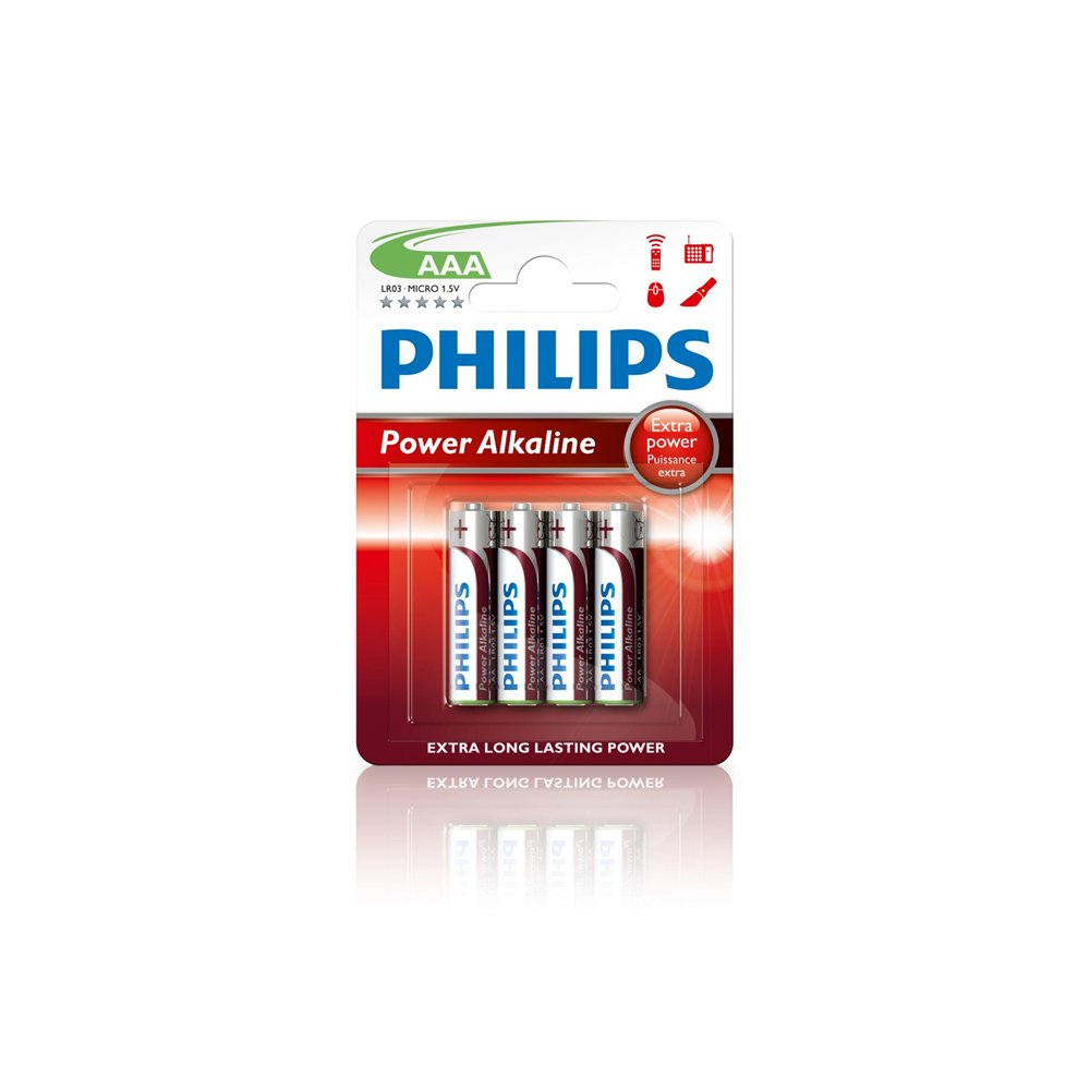 pilas philips aaa power alkaline 4 uds lr03p4b/10