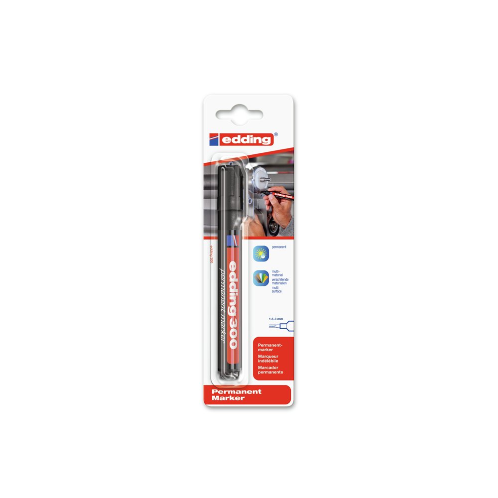 edding 300 marcador permanente punta redonda negro 1 pieza(s)