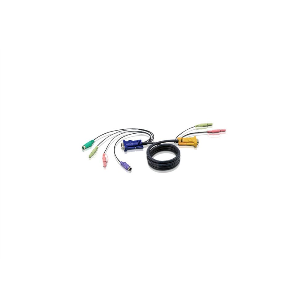 aten cable kvm ps/2 con audio y sphd 3 en 1 de 1,8 m