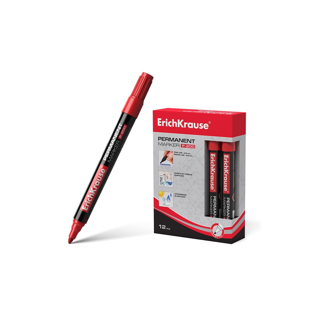erichkrause p-200 marcador permanente punta redonda rojo 12 pieza(s)