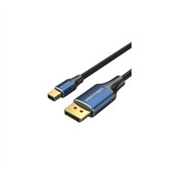vention el algodón trenzó el mini varón del dp al tipo azul de la aleación de aluminio del cable del varón 8k hd del dp