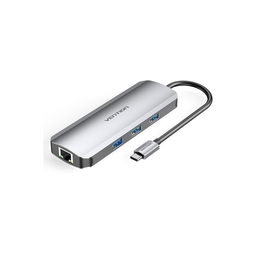 vention docking usb tipo-c tokhb/ 1xhdmi/ 3xusb/ 1xusb tipo-c pd/ 1xrj45/ 1xlector tarjetas sd y microsd/ gris