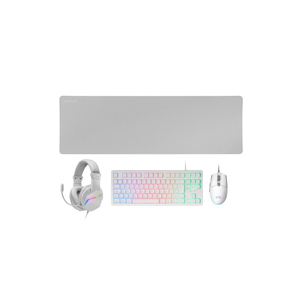 mars gaming mcp-rgb3 teclado ratón incluido juego usb qwerty español blanco
