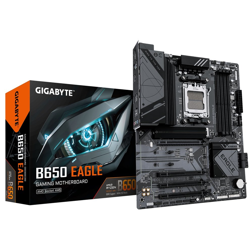 gigabyte b650 eagle placa base - amd ryzen serie 9000, vrm de 12+2+2 fases, hasta 7600 mhz ddr5 (oc), 1xpcie 5.0 + 2xpcie 4.0 m.