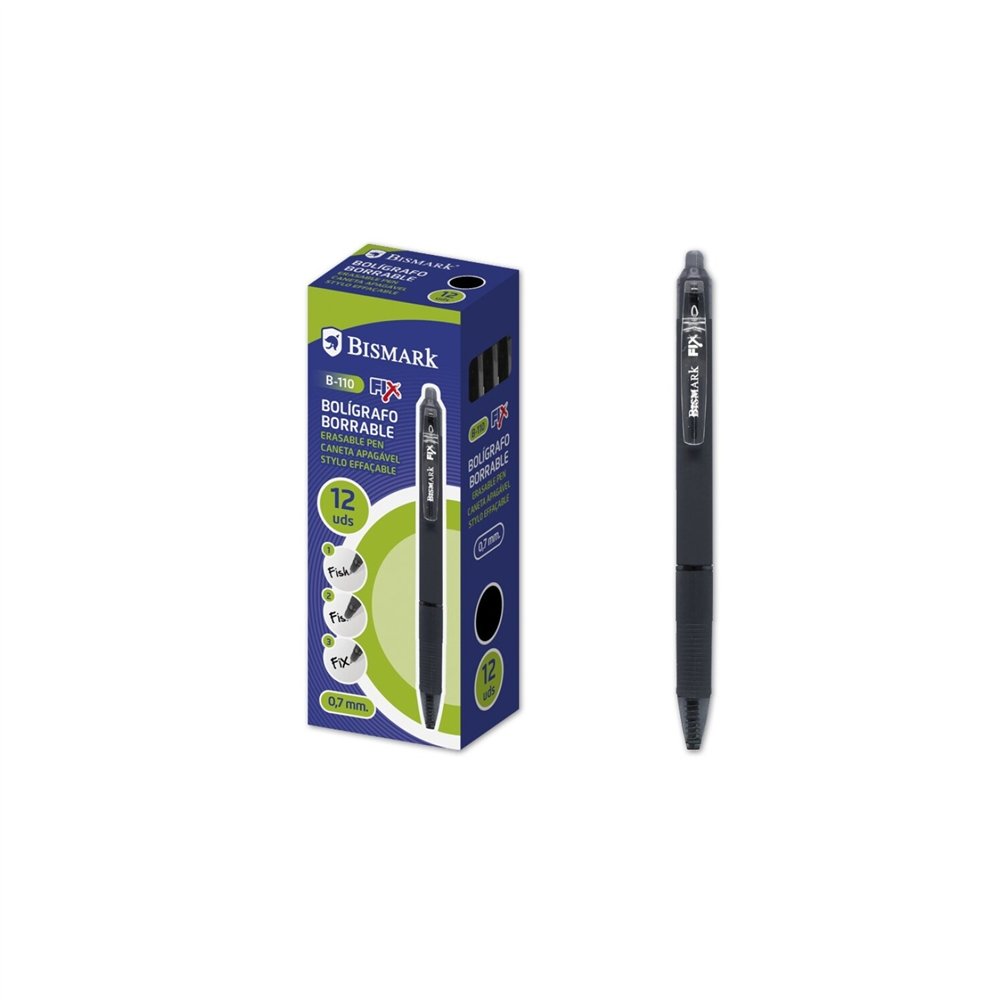 bismark 330216 bolígrafo negro bolígrafo de punta retráctil con pulsador medio 12 pieza(s)