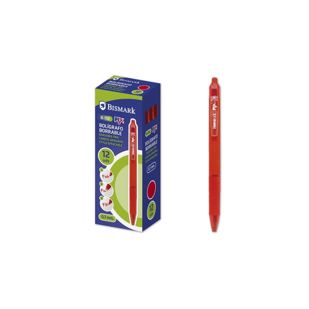 bismark 330217 bolígrafo rojo bolígrafo de punta retráctil con pulsador medio 12 pieza(s)