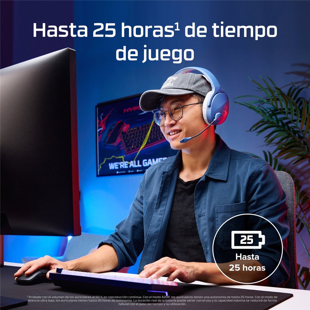 auriculares gaming inalámbricos hyperx cloud jet de color negro