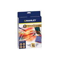 manley estuche set tecnicas artisticas con 24 ceras y 12 ceras acuareables 1 bloc  3 palitos y 1 pincel