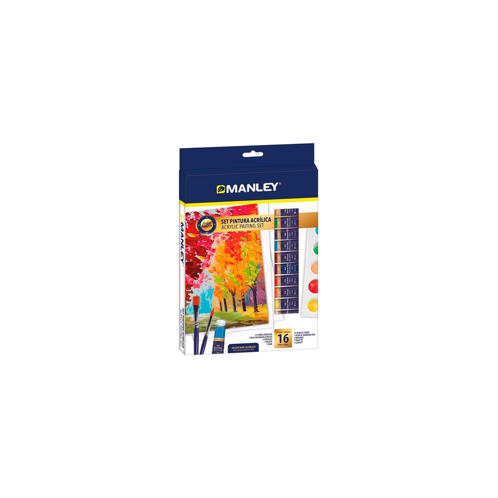 manley set pintura acrílica 16 piezas