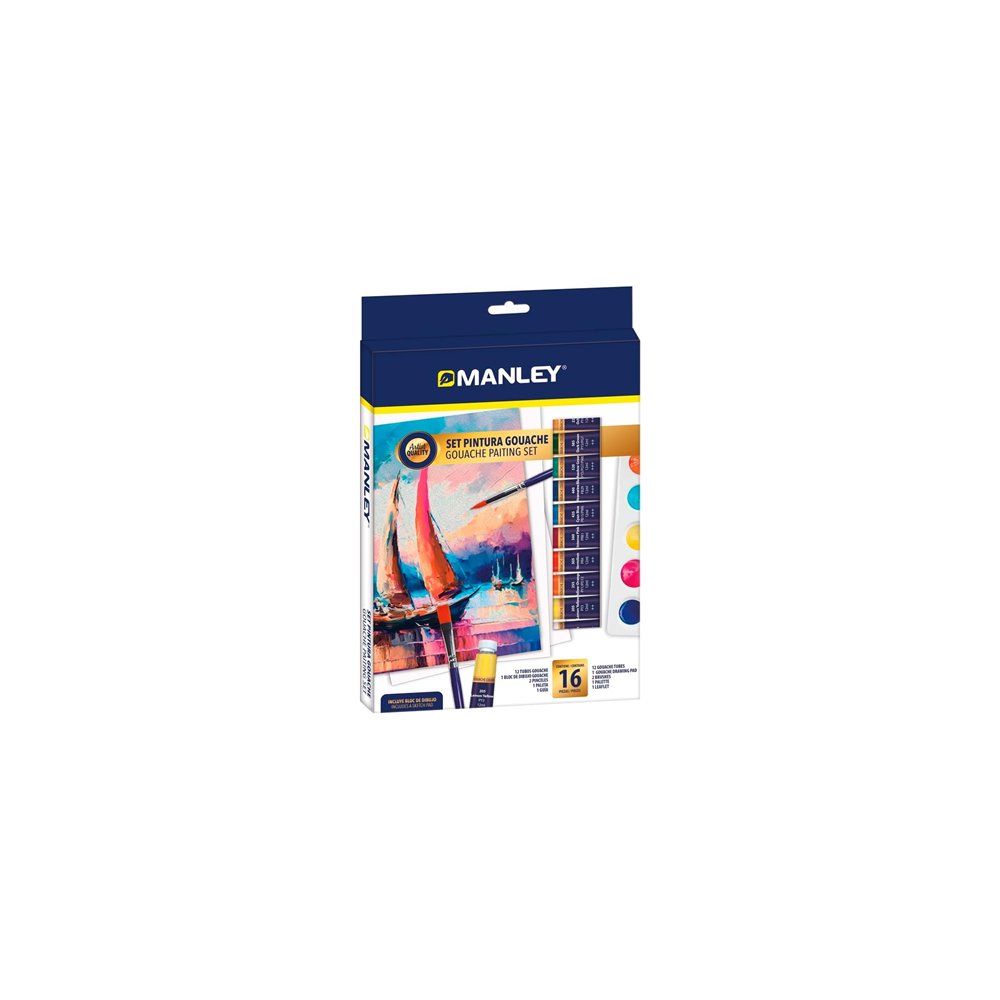 manley set pintura guiache 16 piezas