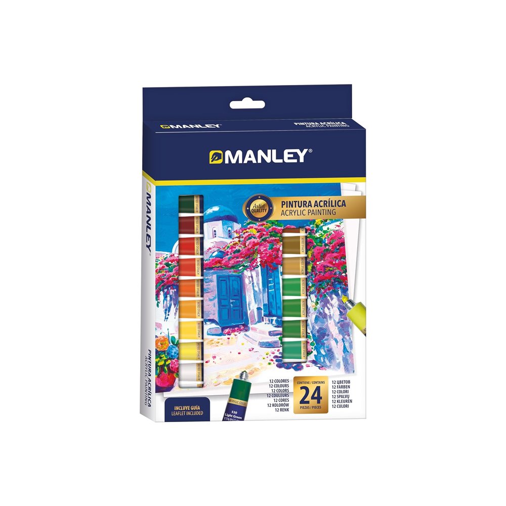 manley set pinturas acrílicas 24 piezas