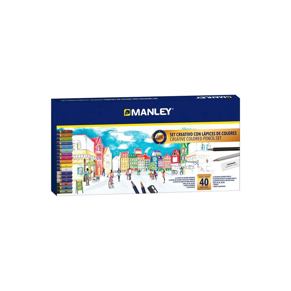 manley set lapices de colores 40 unidades