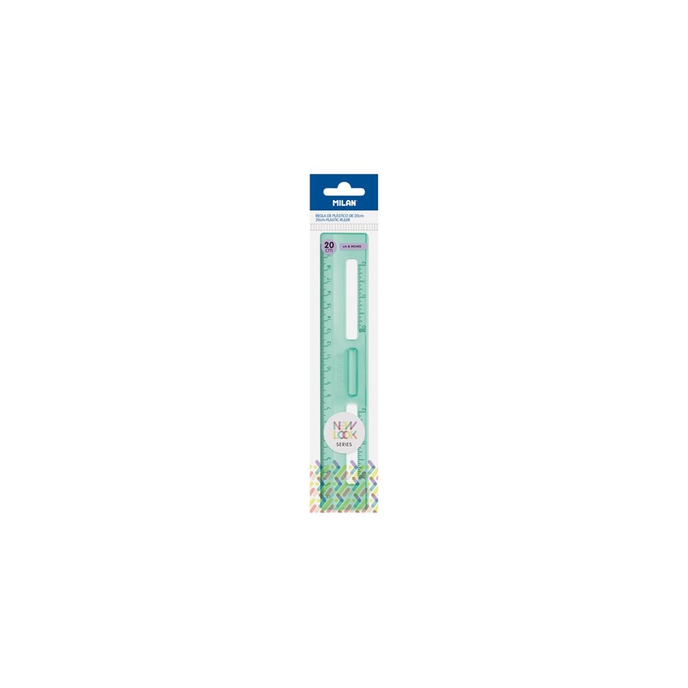 milan regla 20 cm transparente serie new look, verde