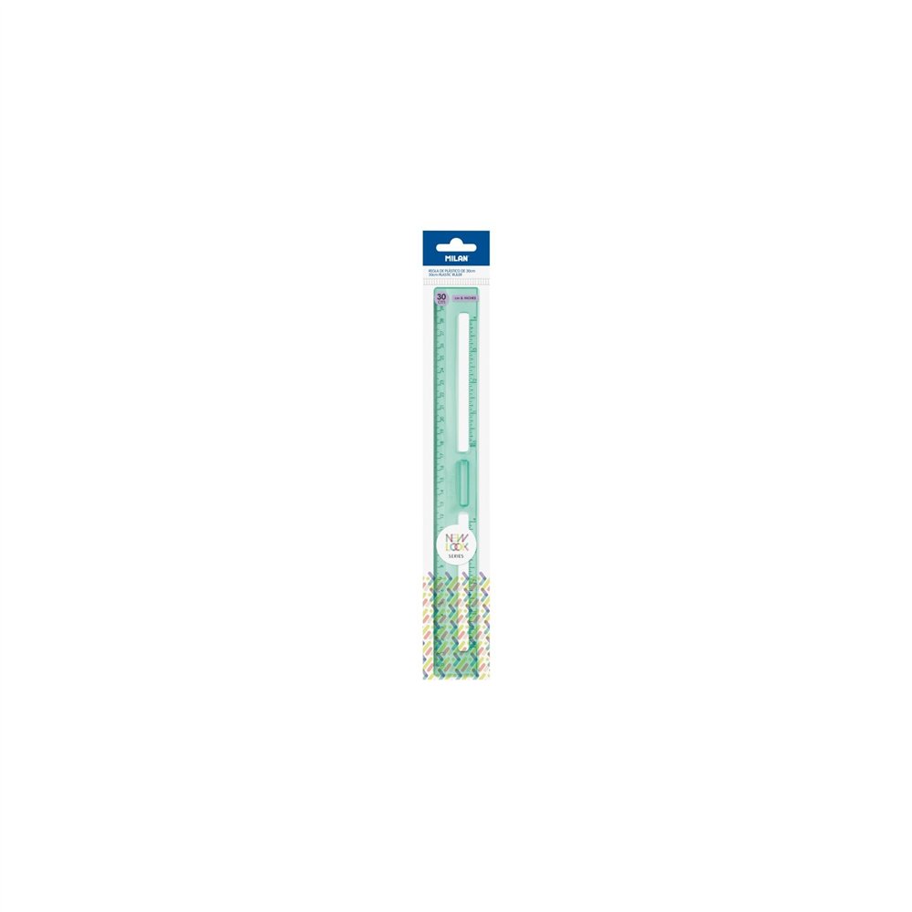 milan regla 30 cm transparente serie new look, verde