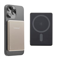 intenso mw5000 batería externa magnética 5000 mah – compatible con magsafe, carga inalámbrica 15w, usb-c pd 20w, delgada y compa