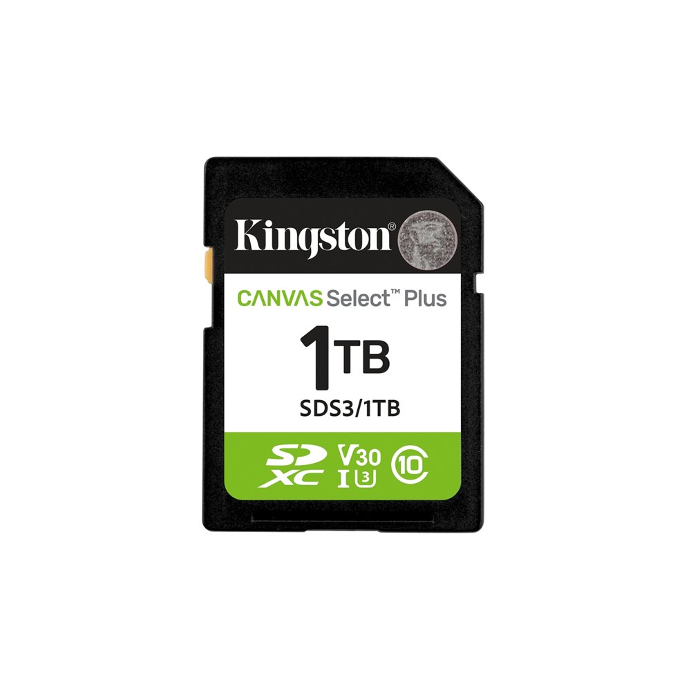 kingston technology 1 tb sdxc canvas select plus gen3 150 mb/s c10 uhs-i u3 v30