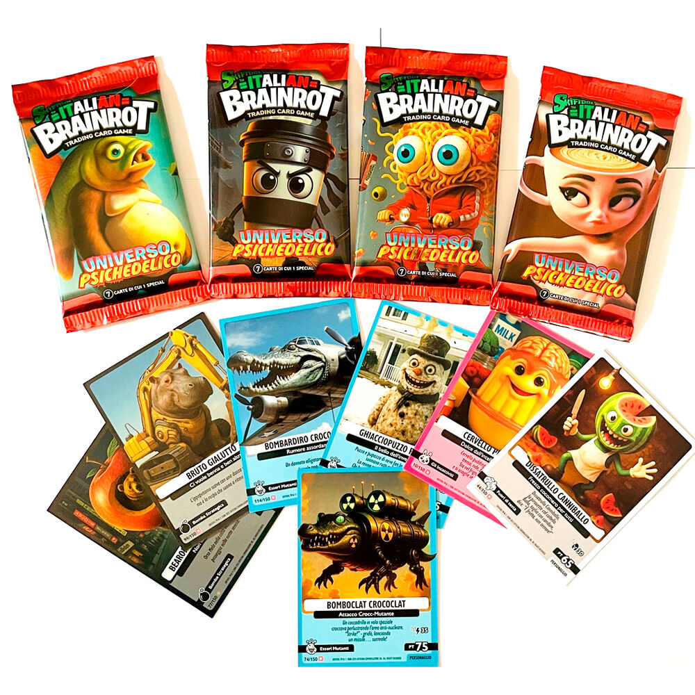 sobre 7 cartas coleccionables universo psichedelico skifidol italian brainrot italiano surtido