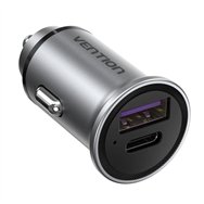 cargador coche smartphone vention 30w usb-a usb-c silver