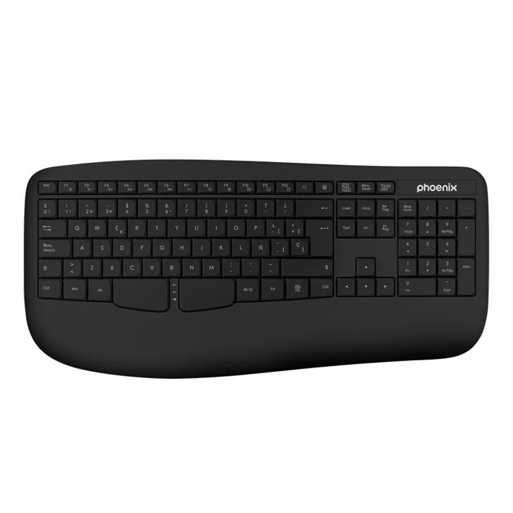 teclado phoenix k201 ergonomico wireless black