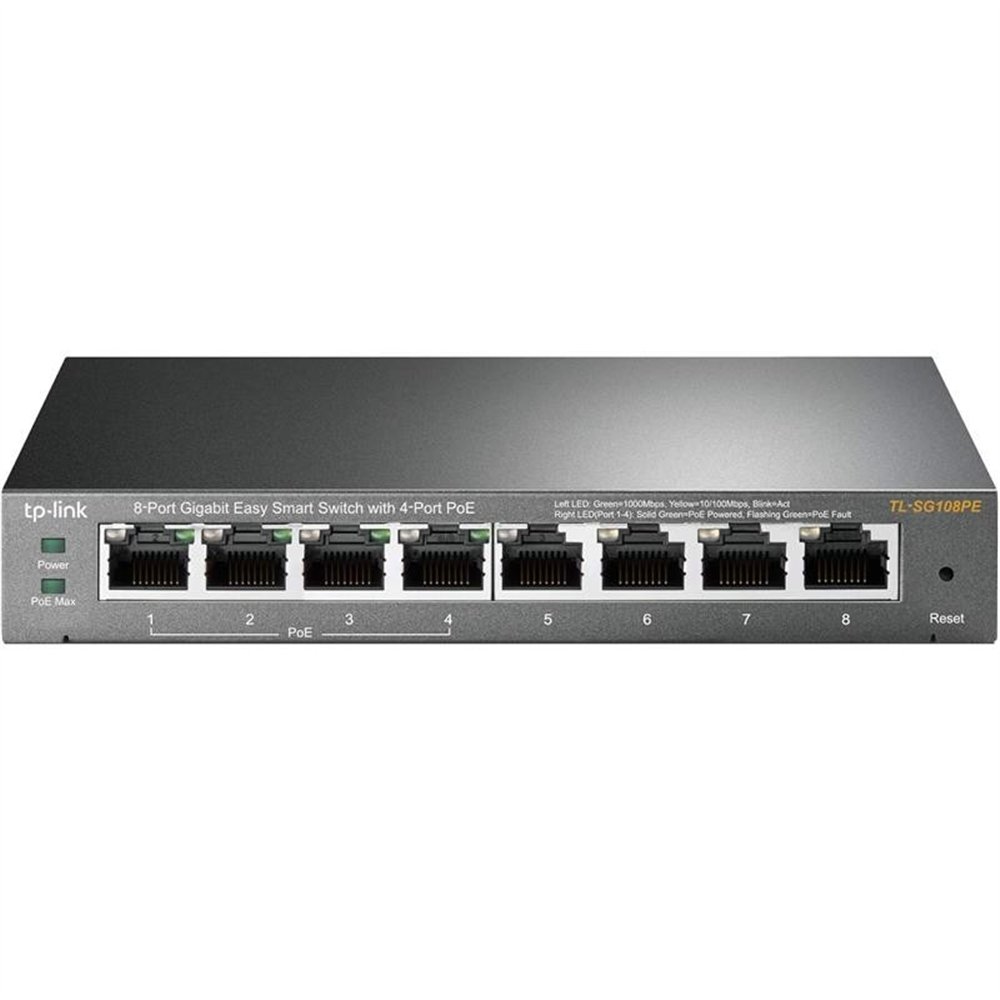 switch tp-link gigabit 8 puertos tl-sg108pe easy smart gestionable 4 poe