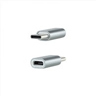 nanocable adaptador usb-c a micro usb, usb-c/m-micro b/h, aluminio, gris