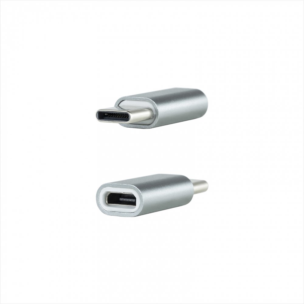 nanocable adaptador usb-c a micro usb, usb-c/m-micro b/h, aluminio, gris