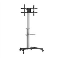 aisens floor stand with wheel, dvd tray for monitor/tv 50kg from 37-86, black-silver