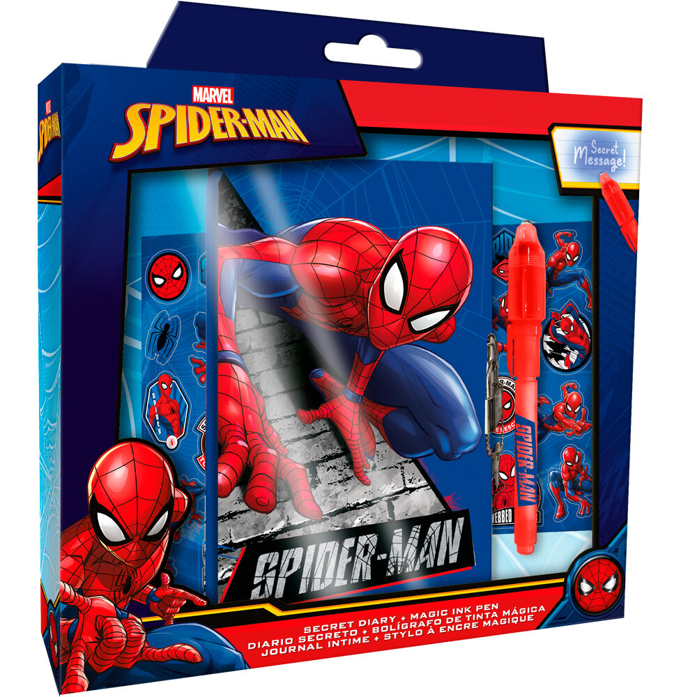 diario + boligrafo magico spiderman marvel