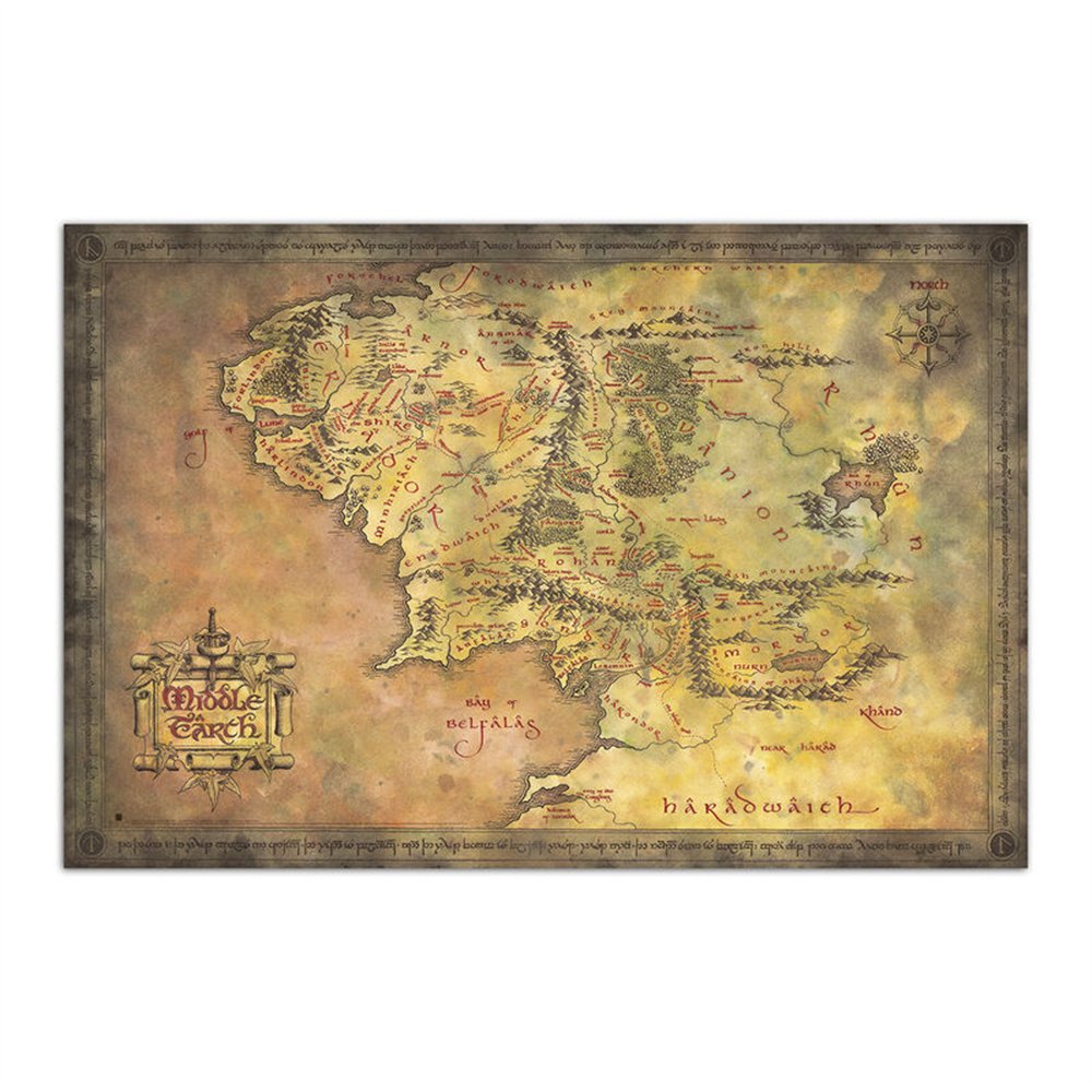 poster mapa de la tierra media el señor de los anillos