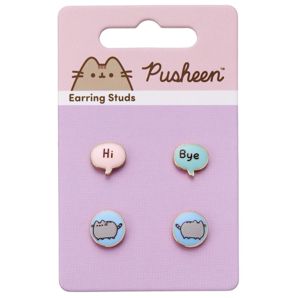 set 3 pares pendientes hi bye pusheen