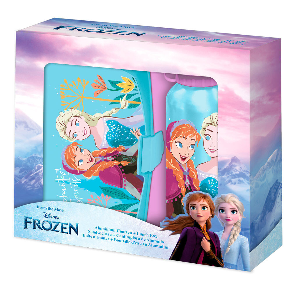 blister sandwichera + cantimplora aluminio frozen disney 500ml