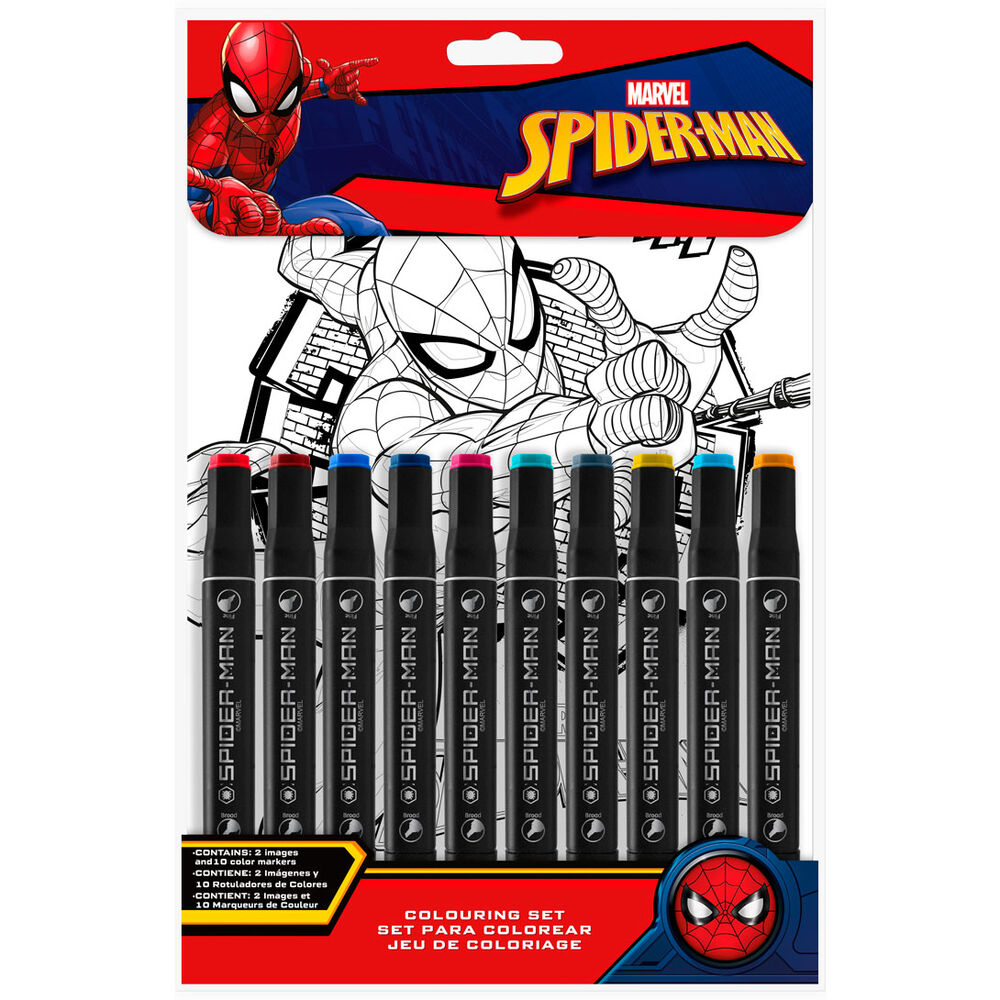 set papeleria pinta con numeros spiderman marvel