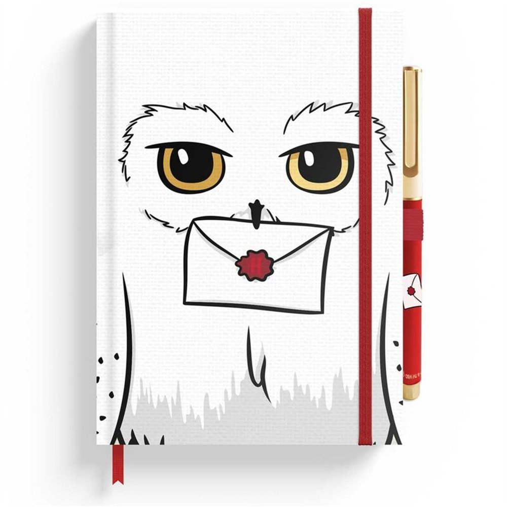 cuaderno a5 premium + boligrafo hedwig harry potter