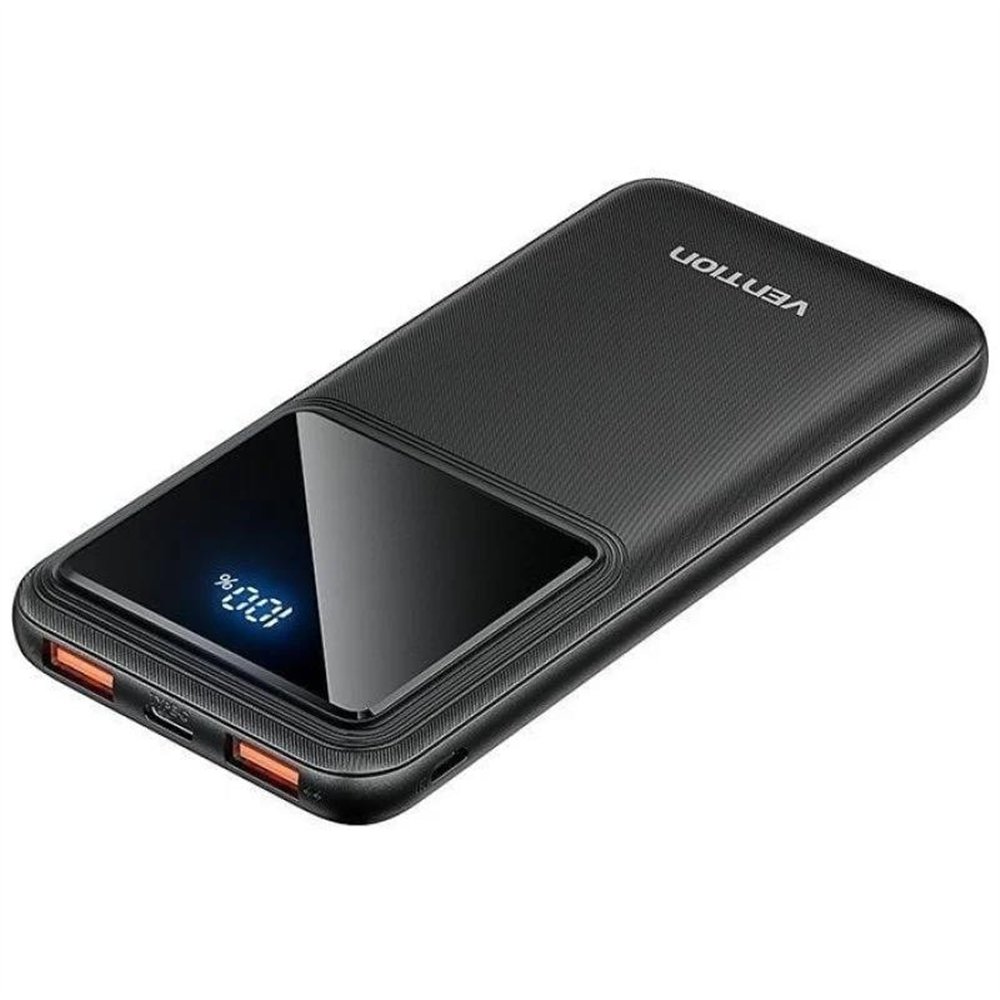 powerbank vention 10000mah 2xusb-a + usb-c led display 22.5w black