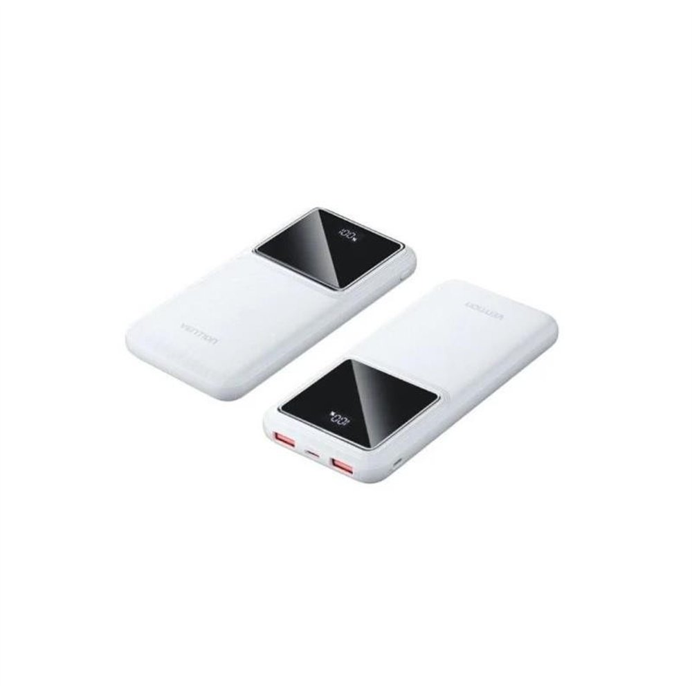 powerbank vention 10000mah 2xusb-a + usb-c led display 22.5w white