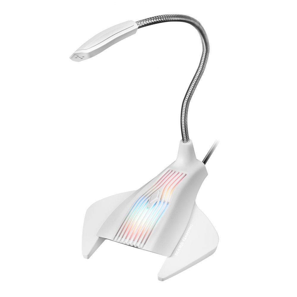 mars gaming mmicw micrófono de superficie para mesa usb blanco
