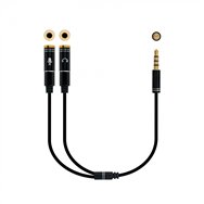 nanocable cable adaptador audio jack 3.5/m 4pines - 2xjack 3.5/h 3pines, negro, 30 cm