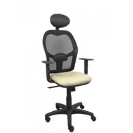 piqueras y crespo silla alocén malla negra asiento similpiel crema brazos regulables cabecero fijo