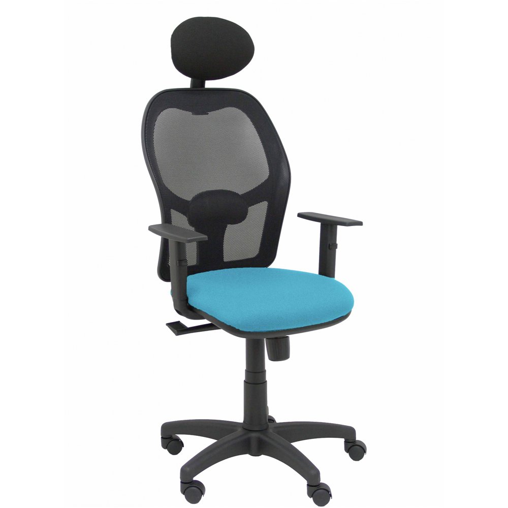 piqueras y crespo silla alocén malla negra asiento bali azul cielo brazos regulables cabecero fijo