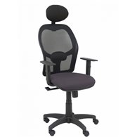 piqueras y crespo silla alocén malla negra asiento bali gris oscuro brazos regulables cabecero fijo