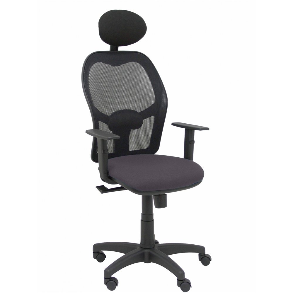 piqueras y crespo silla alocén malla negra asiento bali gris oscuro brazos regulables cabecero fijo