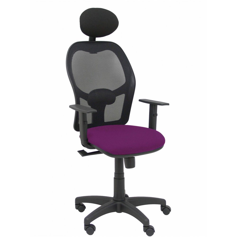 piqueras y crespo silla alocén malla negra asiento bali morado brazos regulables cabecero fijo