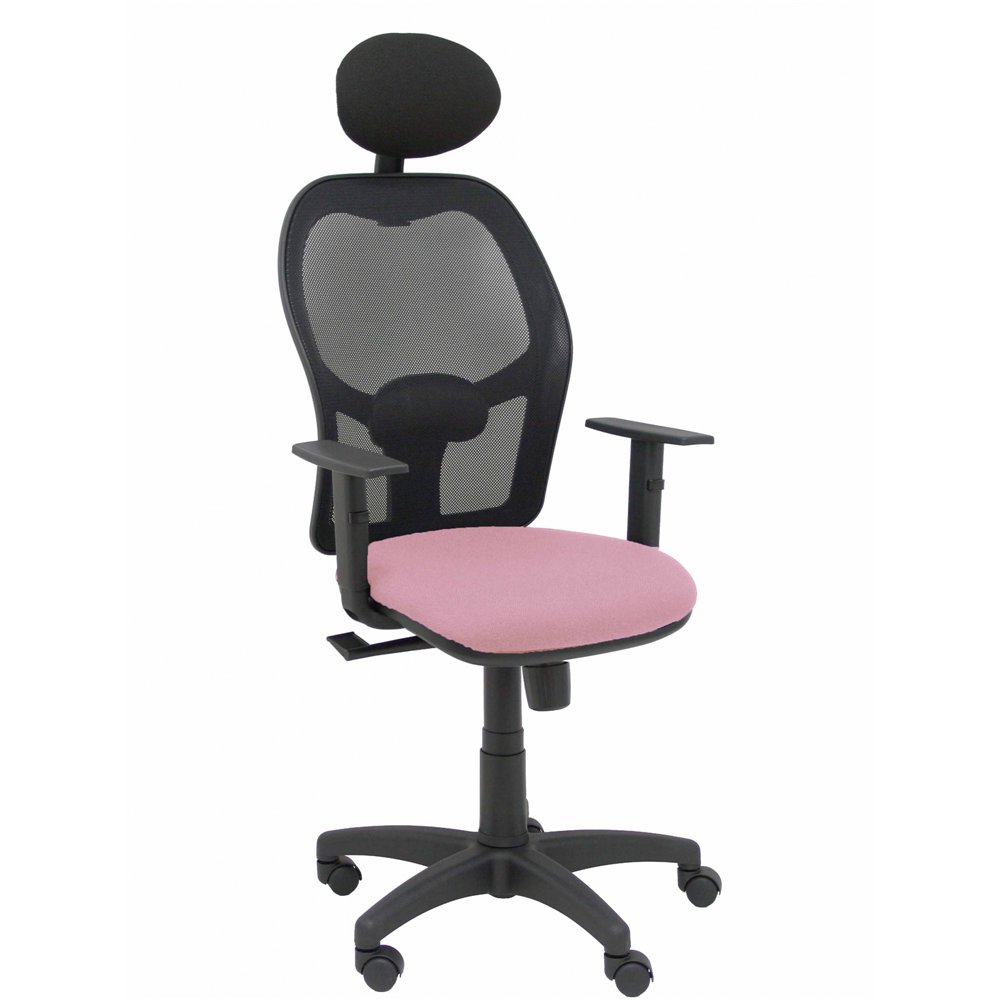 piqueras y crespo silla alocén malla negra asiento bali rosa brazos regulables cabecero fijo