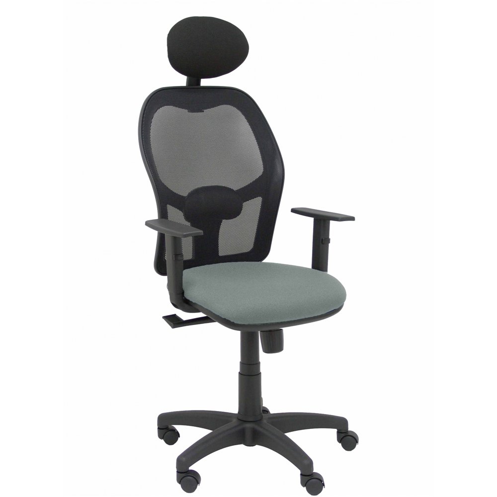 piqueras y crespo silla alocén malla negra asiento bali gris brazos regulables cabecero fijo