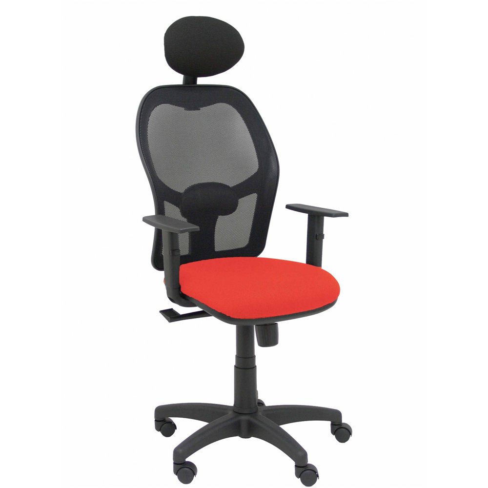 piqueras y crespo silla alocén malla negra asiento bali naranja oscuro brazos regulables cabecero fijo
