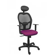 piqueras y crespo silla alocén malla negra asiento similpiel morado brazos regulables cabecero fijo